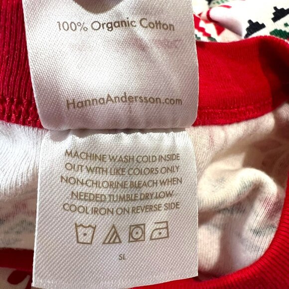Hanna Andersson Dear Deer Reindeer Organic Cotton Pajamas Red White Size Large - Picture 12 of 13